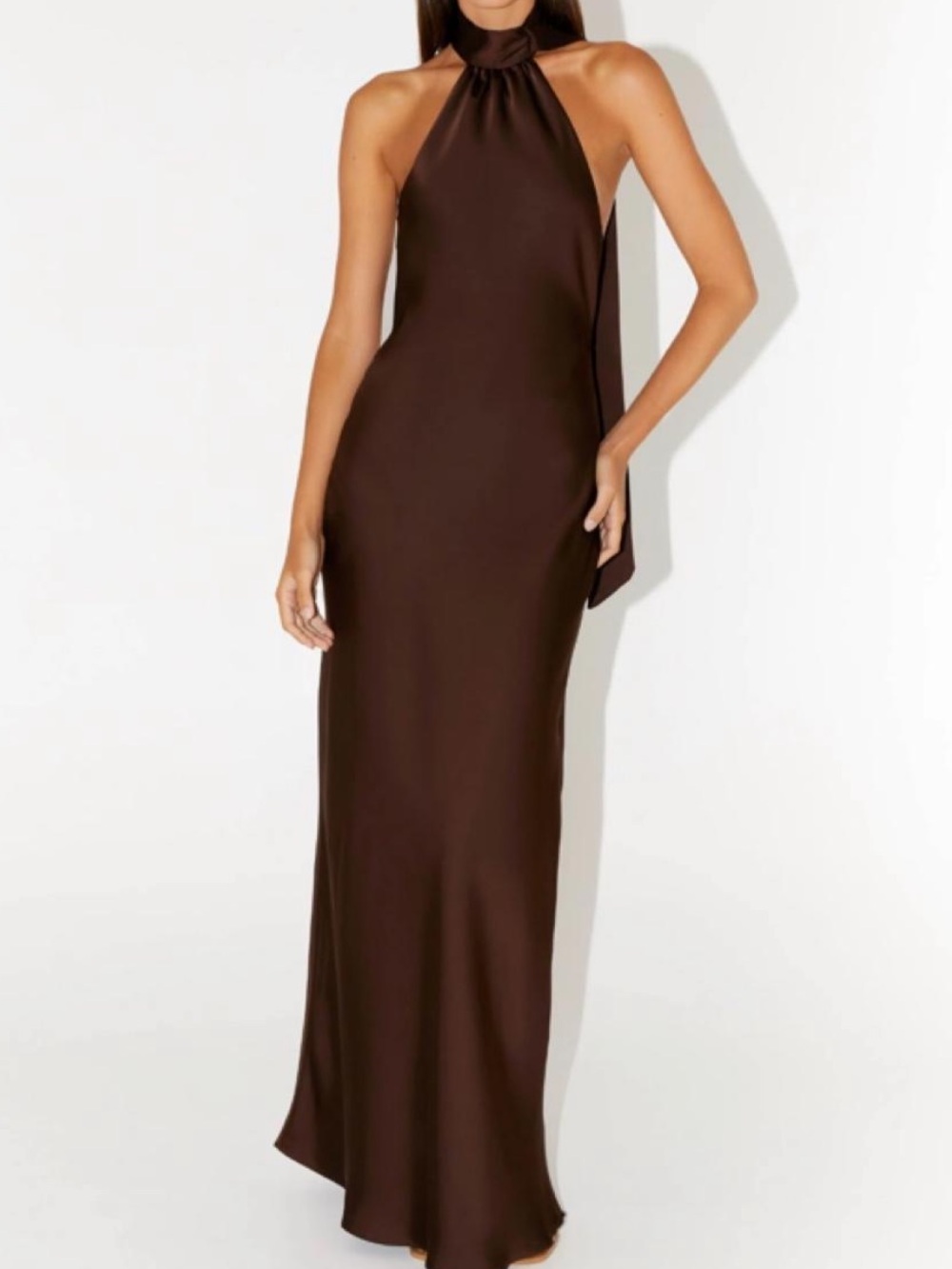 Peppermayo Brown Halter Maxi Dress
